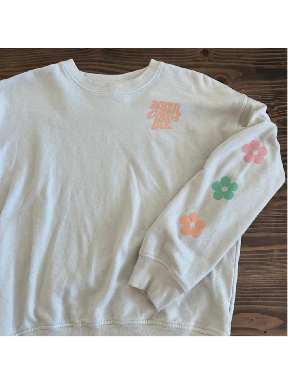 Abercrombie Kids Girls Sweatshirt Size 14 Beige Floral Heart Graphic